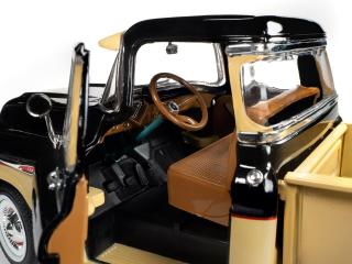 Chevrolet 3100 Stepside Pickup Truck 1957 Leinenkugle`s, black and tan Auto World 1:18